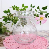 Glass vase with engravings, motif of branches with leaves