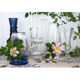 Glass vase with engravings, motif of branches with leaves