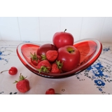 Glass Serving tray in red with wavy edge