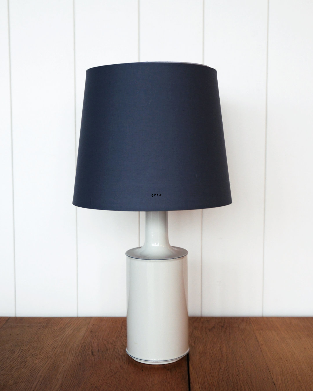 Round cylindrical lampshade height 22 cm, blue chintz fabric