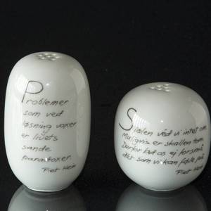 Salt and pepper set with text by Piet Hein | No. DG6324 | DPH Trading