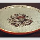 Dish  "Orange with Flower", craquele, 18cm