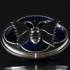 Blue glass bowl with top in silver plate with a butterfyl decoration | No. DV1691 | DPH Trading