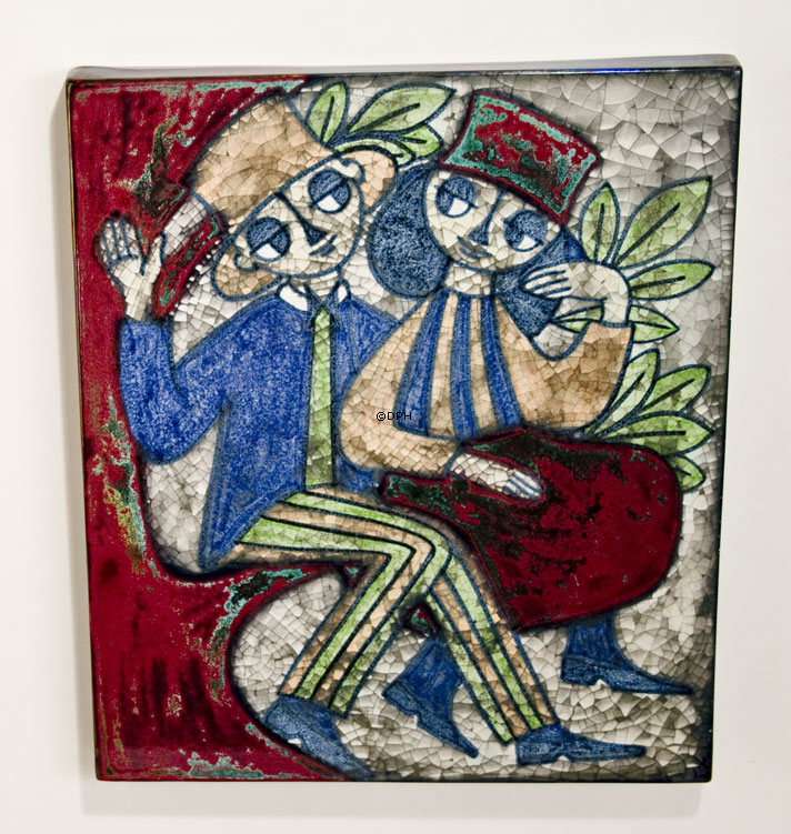 Michael Andersen & Søn ceramic picture Lady and Man