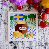 Gustavsberg Tile with a Summer Table with sandwiches in the series "Summer in Sweden" Pia Ronndahl