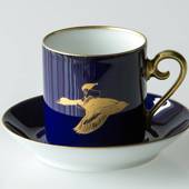 1978 Hackefors Cobalt Blue fairytale cup and saucer, Nils Holgersson