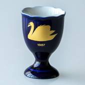 1987 Hackefors Cobalt Blue Egg Cup Swan