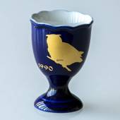 1990 Hackefors Cobalt Blue Egg Cup Owl