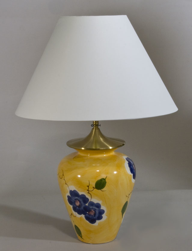 Lamp, yellow with Blue Flower