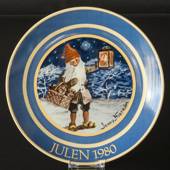1980 Jenny Nystrom Christmas plate, pixie with lantern in colours