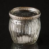 Tealight glass clear with metal ring