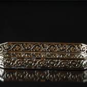 Small mirror tray in nickel with edge in braided metal