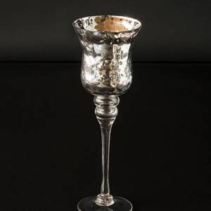 Glass candleholder with antique silver decor | No. K1024 | Alt. 70296 | DPH Trading