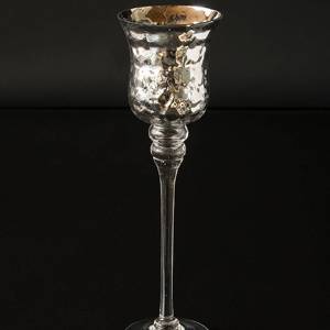 Large glass candleholder with antique silver decor | No. K1025 | Alt. 70296 | DPH Trading