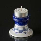 Wiinblad candlestick, small, hand painted, blue/white No. 76
