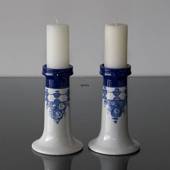Wiinblad candlestick, large, hand painted, blue/white, set of 2 pcs.