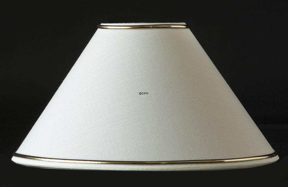 Round lampshade low model height 13cm, off white chintz fabric with golden edge