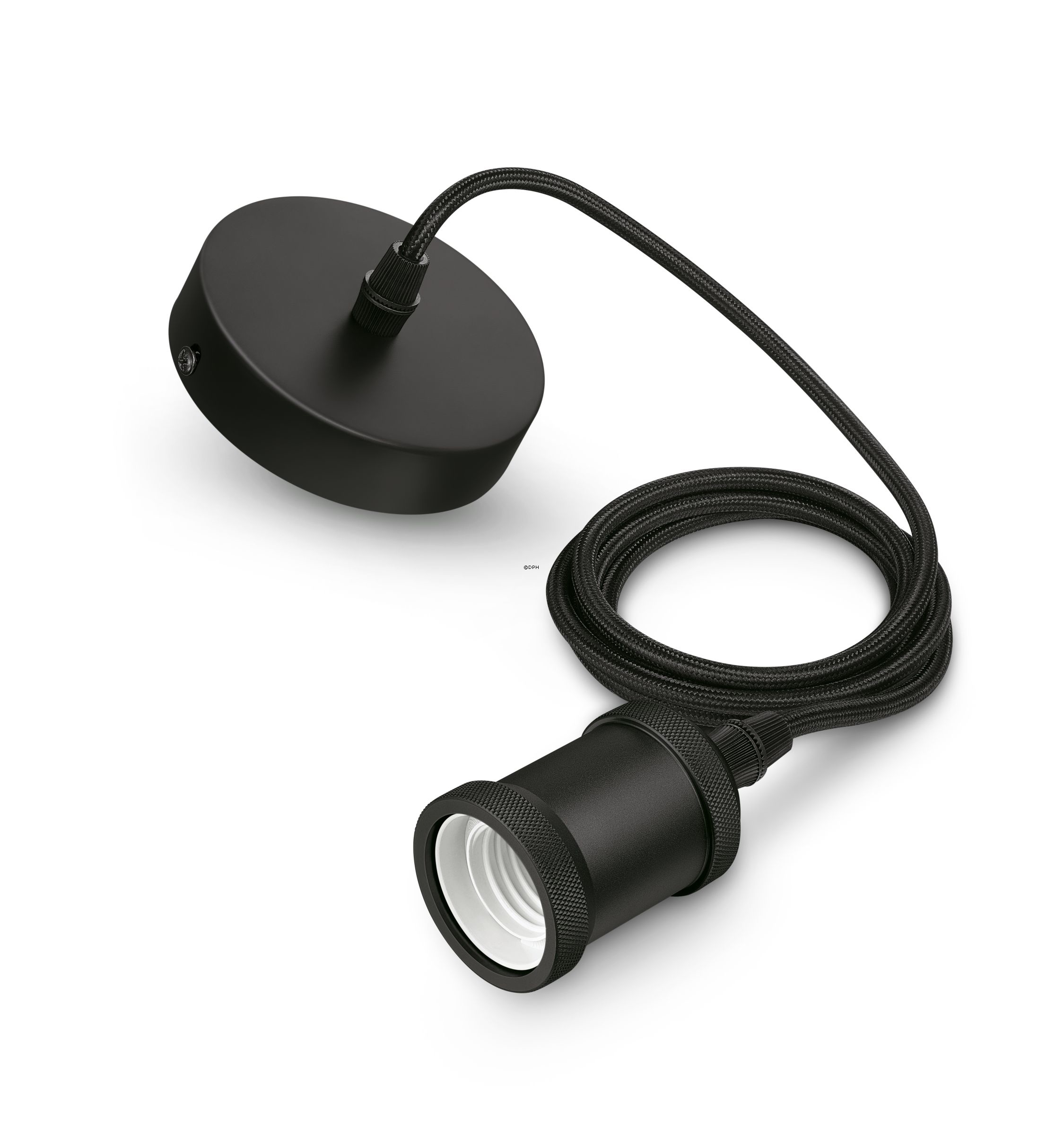 Philips pendant light with cord and E27 socket, black, 40W