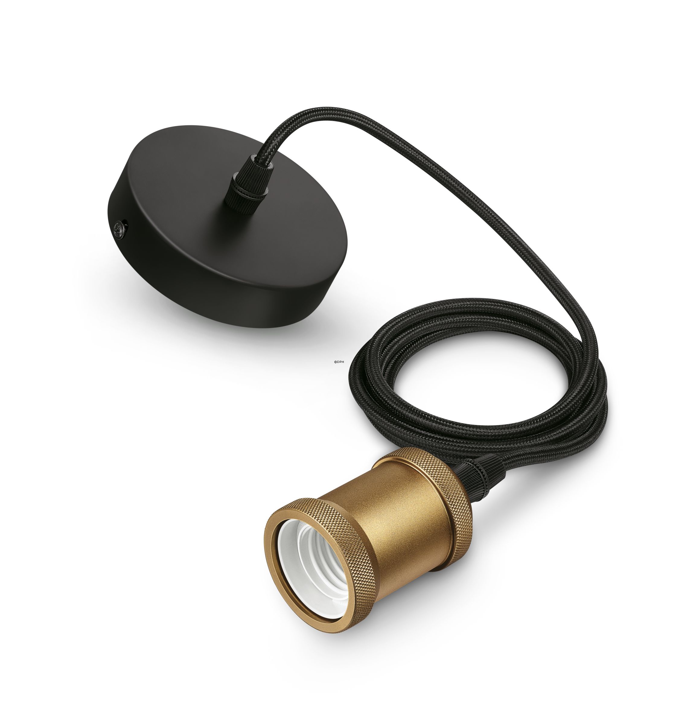 Philips E27 pendant cord with socket, gold and black