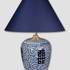 Round lampshade tall model height 24 cm, blue chintz fabric | No. P241643A6100R | Alt. P241643A6000R | DPH Trading