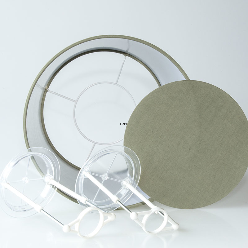 Round cylindrical lampshade height 29 cm, olive green cotton fabric