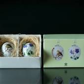 Easter egg with violet and sparrow, set of two, Royal Copenhagen Easter Egg...