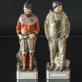 Greenlandic couple, woman and man, Royal Copenhagen overglaze figurine no. ...