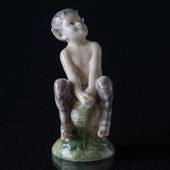 Faun (satyr, Pan) on stump, Royal Copenhagen figurine No. 1738