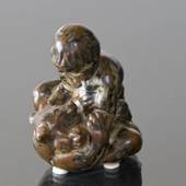 Boy fighting with Bear and Winning, Royal Copenhagen Stoneware figurine No....