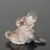 Faun on Lion cub, Royal Copenhagen figurine