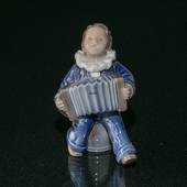 Child with Accordion, Merry tunes being played, Royal Copenhagen figurine N...