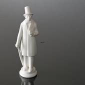 Hans Christian Andersen standing with Bouquet, white Royal Copenhagen figur...