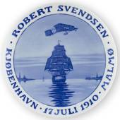 1910 Royal Copenhagen Memorial plate, ROBERT SVENDSEN KJØBENHAVN 17 JULI 19...