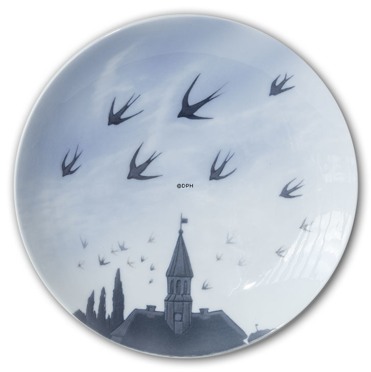 Flat swallows and church tower, Royal Copenhagen no. 545 Very Rare !!