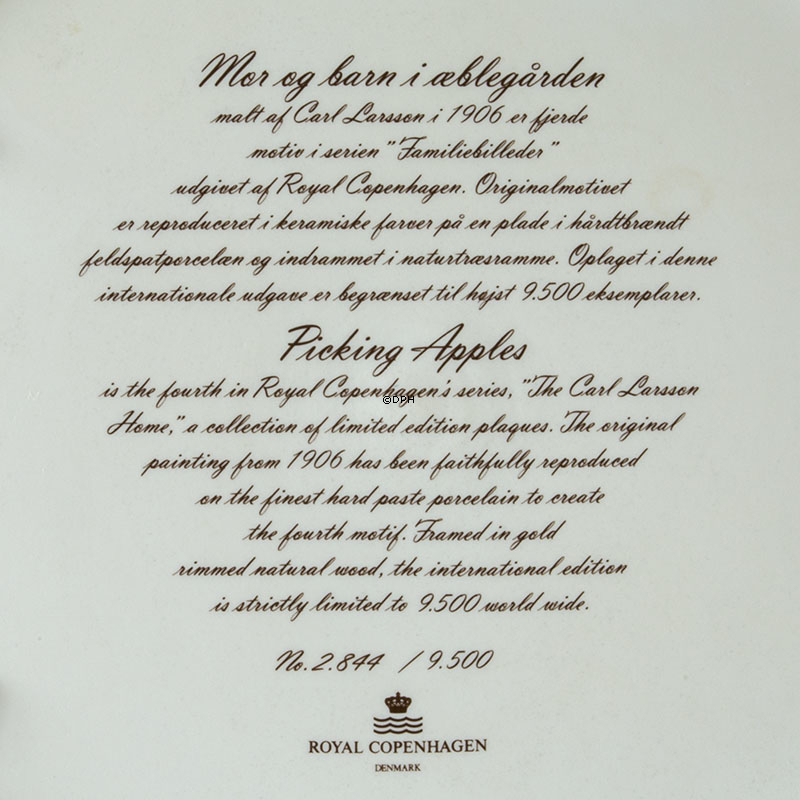 Plucking of Apples, Carl Larsson Picture, Royal Copenhagen