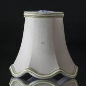 Hexagonal lampshade with curves height 12 cm, covered with off white silk f...