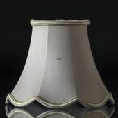 Octagonal lampshade with curves height 15 cm covered with off white silk fa...