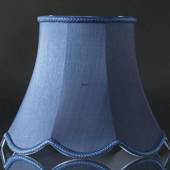 Octagonal lampshade with curves height 26 cm, dark blue silk fabric