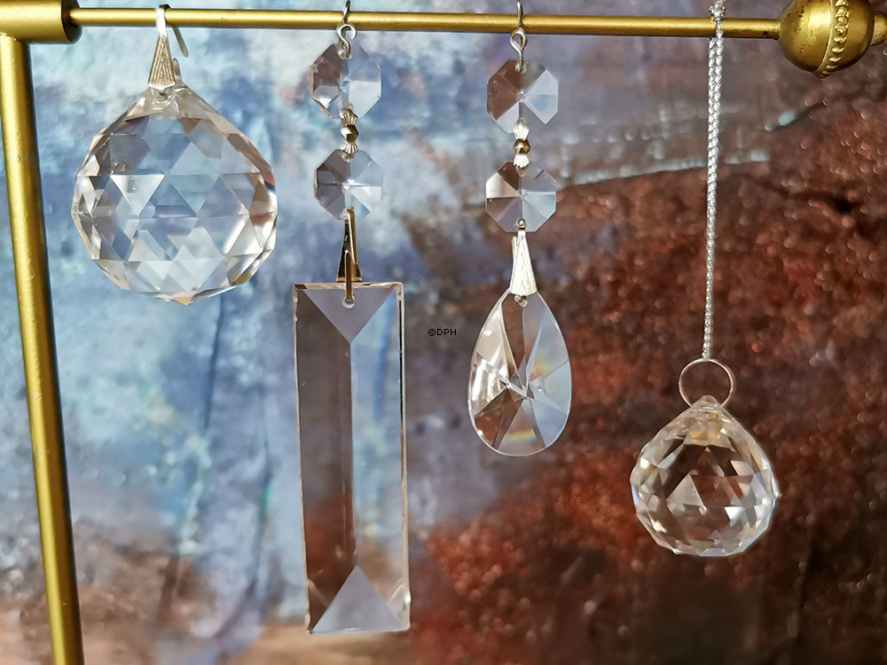 Crystal Drop, oblong, silver