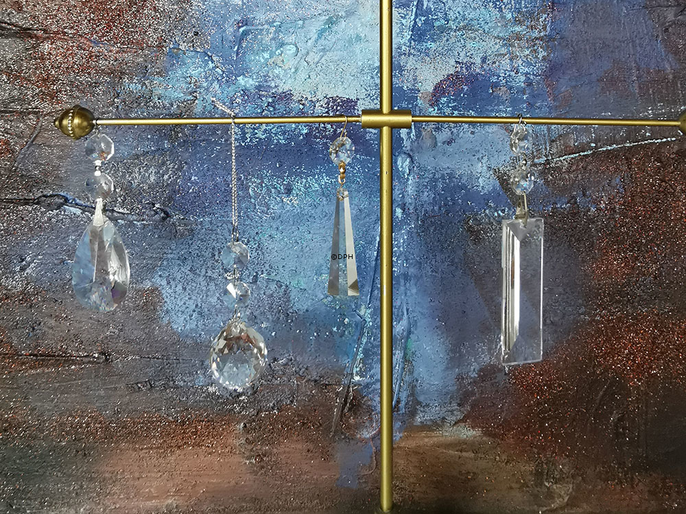 Crystal Drop, oblong, silver