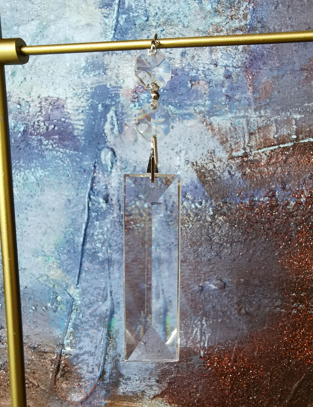 Crystal Drop, oblong, silver