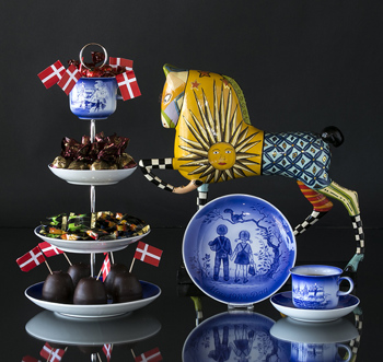 Cake stand made of old Mother's day plates, ready for birthday gathering