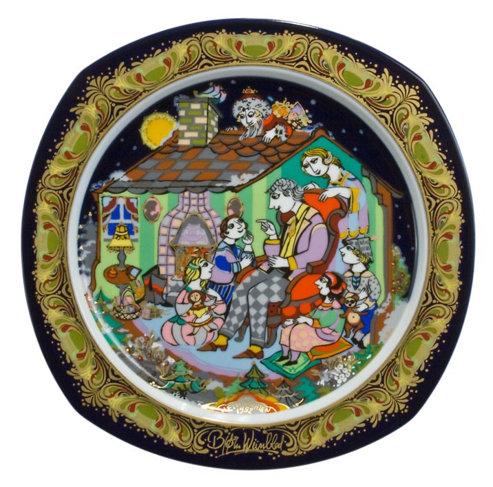 Bjoern Wiinblad porcelain Christmas plate 1991, produced by Rosenthal