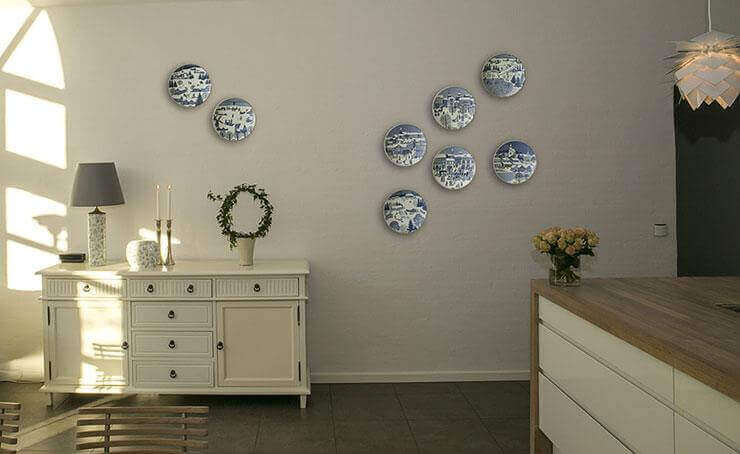 Christmas plates on the wall