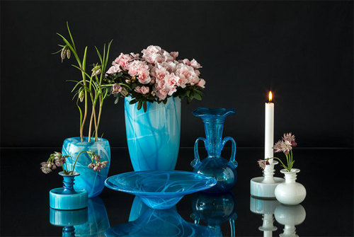 Glaskunst vaser, fade og lysestager Holmegaard