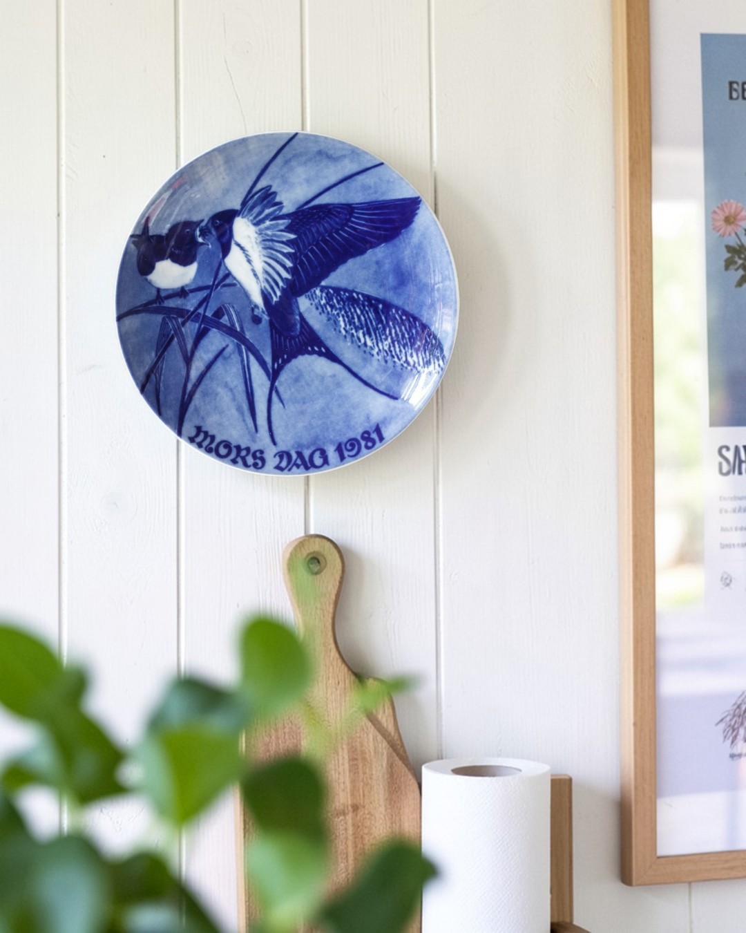Royal Heidelberg Mother's Day plate 1981 with swallows on kitchen wall
