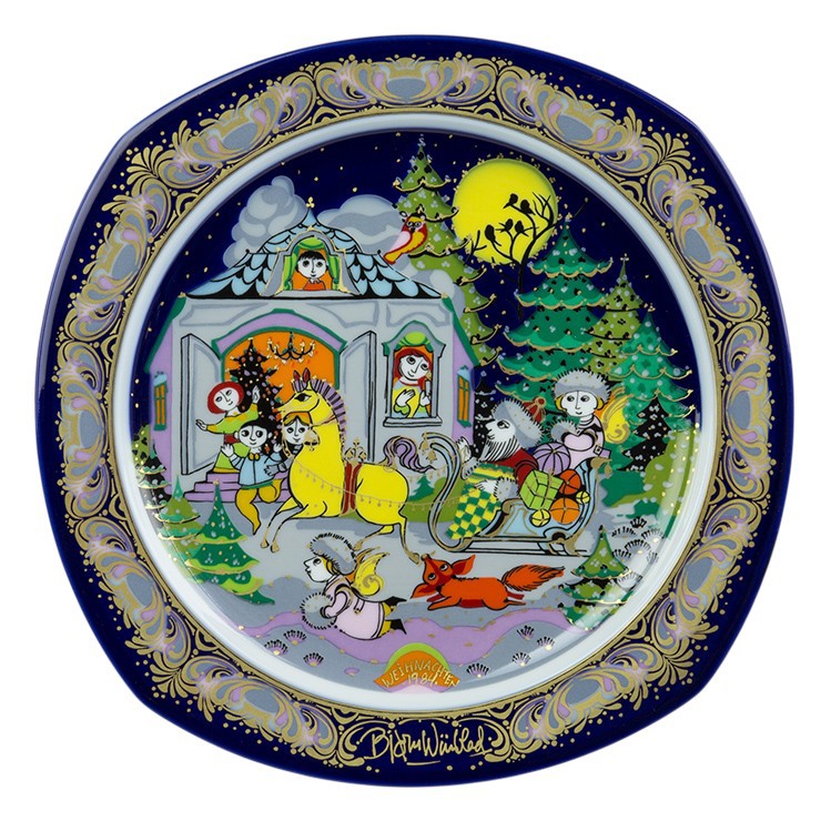 Bjoern Wiinblad porcelain Christmas plate 1984, produced by Rosenthal