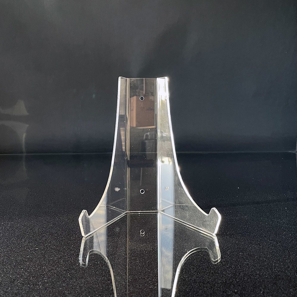 Robust acrylic plate stand, can be used both standing or for hanging plates, dishes etc.