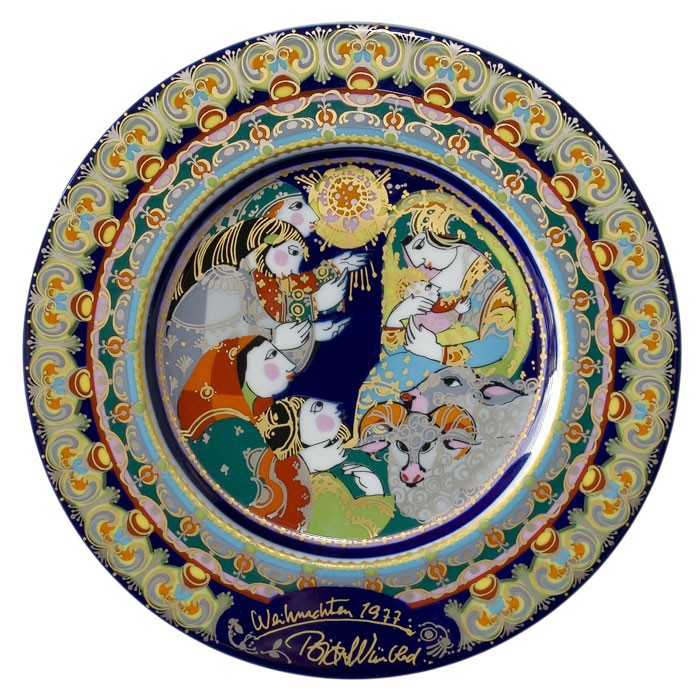 Bjoern Wiinblad porcelain Christmas plate 1977, produced by Rosenthal