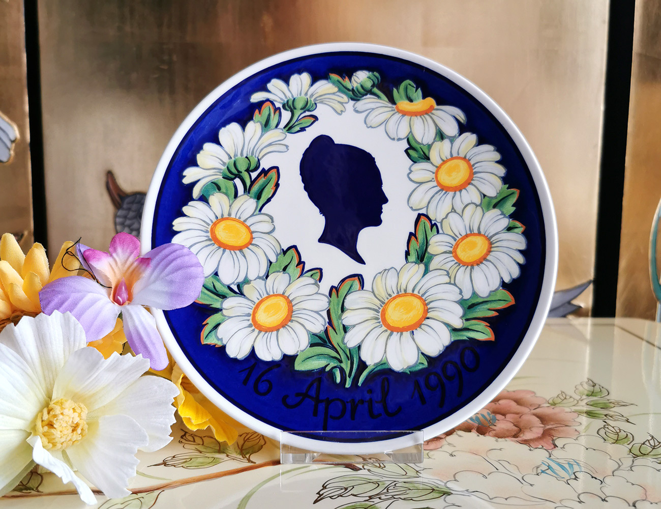 Royal Copenhagen Commemorative Plate, Queen Margrethe, produced in connection with Queen Margrethe's 50th birthday.